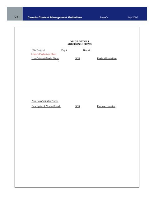 CANADA VISUAL STANDARDS GUIDE - LowesLink