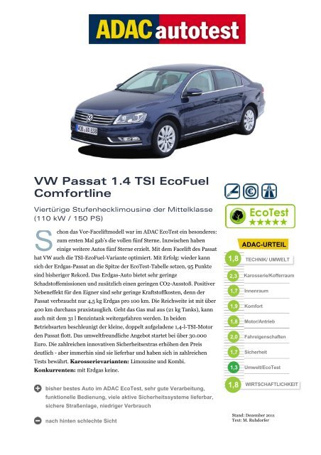 VW Passat 1.4 TSI EcoFuel Comfortline - Volkswagen AG