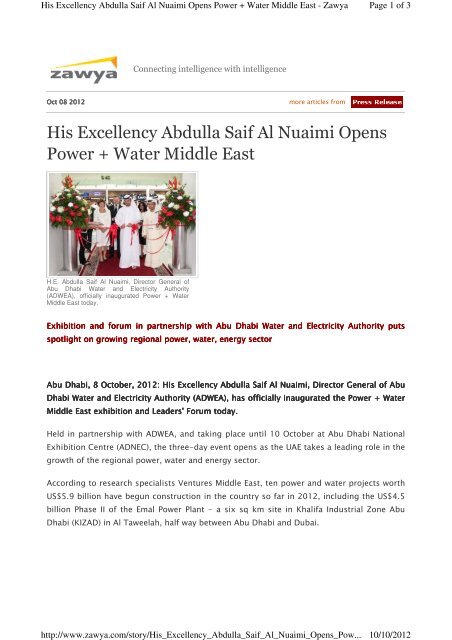 His Excellency Abdulla Saif Al Nuaimi Opens ... - IIR Middle East