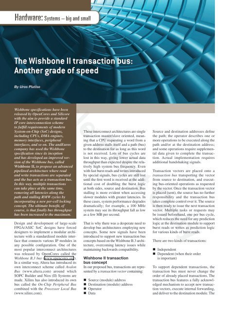 The Wishbone II transaction bus - Military Embedded Systems