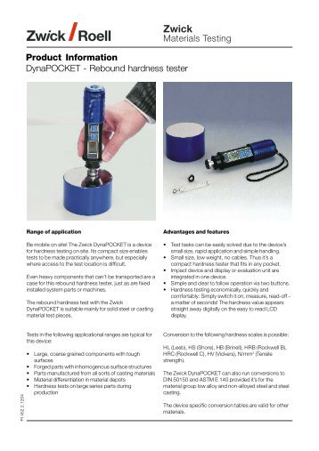 Mobile Hardness Tester Dynapocket Plus Datasheet