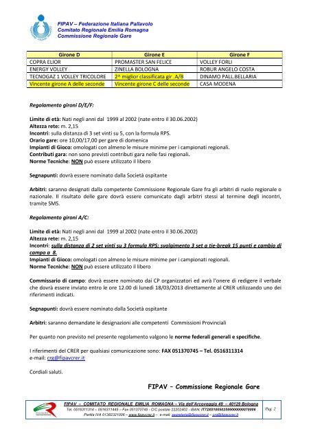 Normativa Under 14 Maschile 2012/2013 - FIPAV