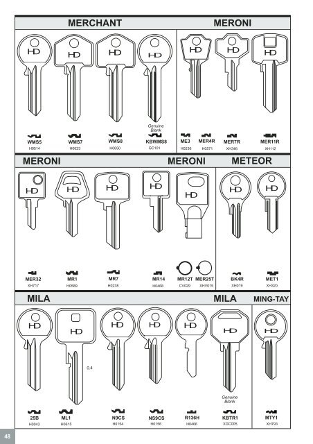 davenport burgess key blank catalogue