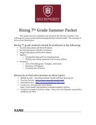 Rising 7th Grade Summer Packet