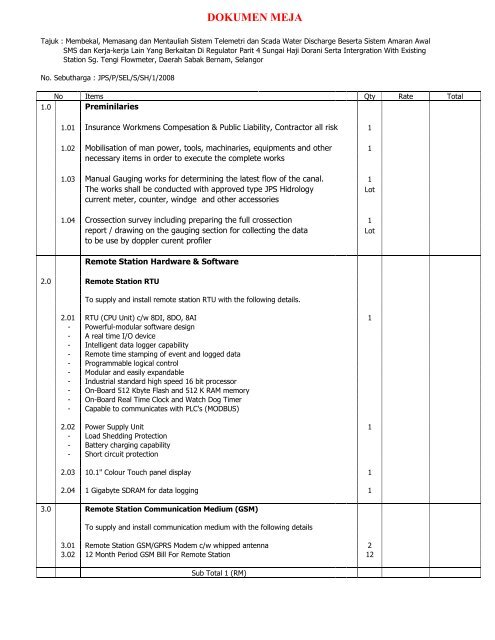 Dokumen Meja Sistem Tender Dokumen Dan Sebutharga Selangor