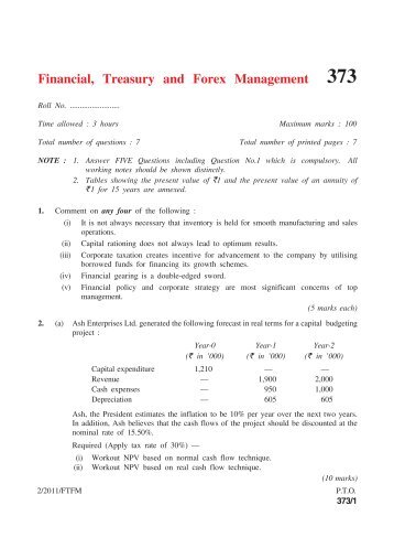 Financial treasury forex management notes