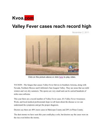 Kvoa.com Valley Fever cases reach record high