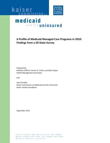 Kaiser Family Foundation Survey on State Medicaid Managed Care ...