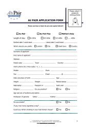 AU PAIR APPLICATION FORM - BHV Education