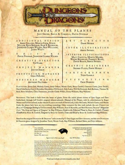 Manual of the Planes