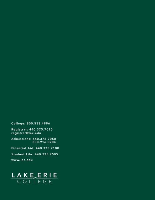 2012 08 07 Undergraduate Catalog Cover - Lake Erie College