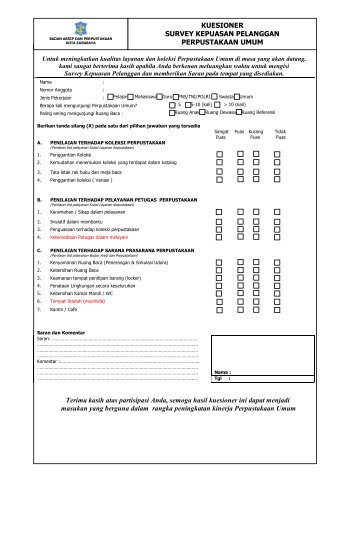 Kuesioner survey kepuasan pelanggan layanan kearsipan 