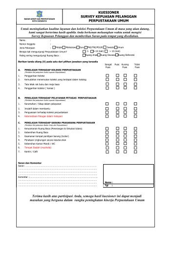 KUESIONER SURVEY KEPUASAN PELANGGAN ...