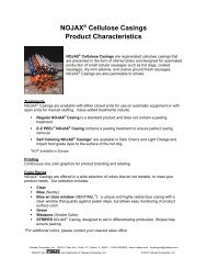 NOJAX® Cellulose Casings Product Characteristics - Viskase