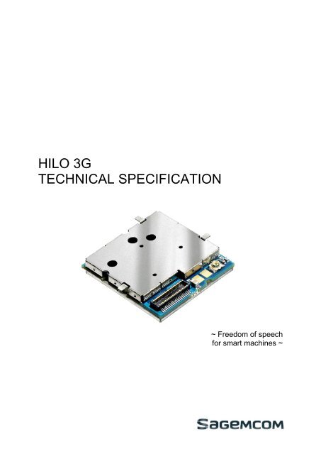 HILO 3G TECHNICAL SPECIFICATION - Support Sagemcom