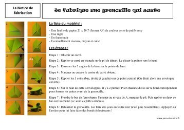 Je fabrique une grenouille qui saute - Pass Education