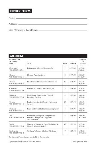 ORDER FORM MEDICAL - LWW