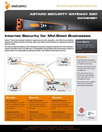 Astaro Security Gateway 220 Datasheet - FirewallShop.com