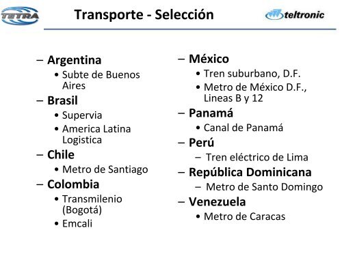 TETRA en AmÃ©rica Latina