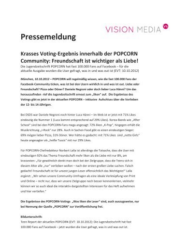 Pressemeldung Krasses Voting-Ergebnis innerhalb der POPCORN ...