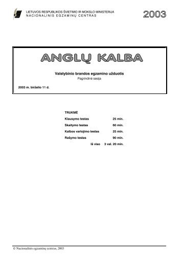 Valstybinio brandos egzamino uÅ¾duotis - Nacionalinis egzaminÅ³ ...