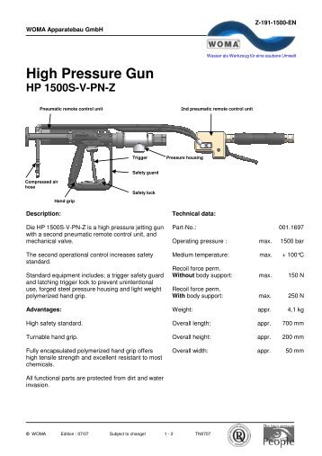 High Pressure Gun - HP 1500-V-PN-Z - Woma