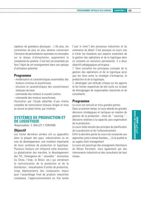 contenu des enseignements de tronc commun - MINES ParisTech