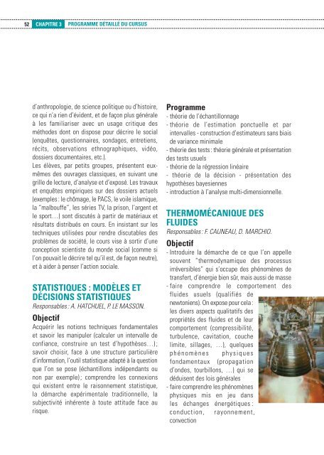 contenu des enseignements de tronc commun - MINES ParisTech