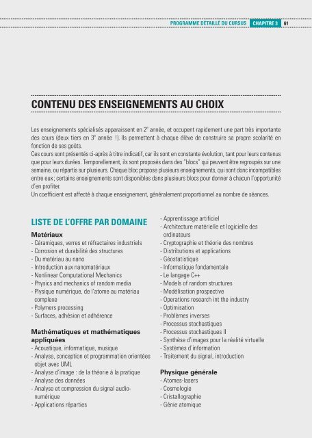 contenu des enseignements de tronc commun - MINES ParisTech