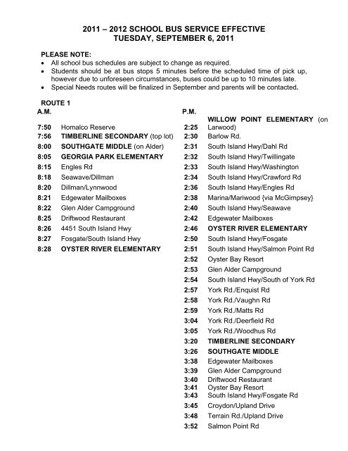 2011-2012 Bus Routes Schedule.pdf - Campbell River School District