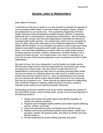 Sample Letter to Stakeholders - FHOP