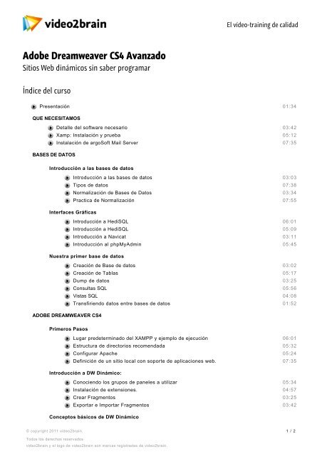 Adobe Dreamweaver CS4 Avanzado - Video2brain