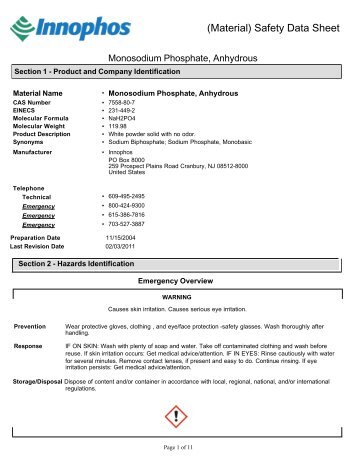 Monosodium Phosphate Anhydrous - Innophos