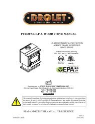 PYROPAK E.P.A. WOOD STOVE MANUAL - Drolet