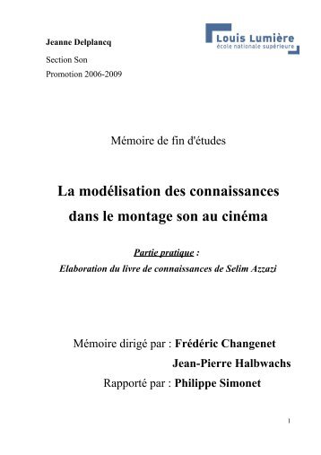 La modÃ©lisation des connaissances dans le montage son au cinÃ©ma