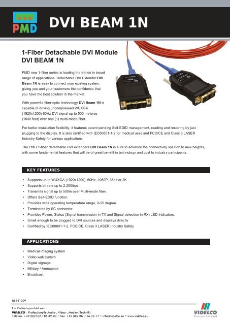 Data Sheet DVI Beam 1N - VIDELCO