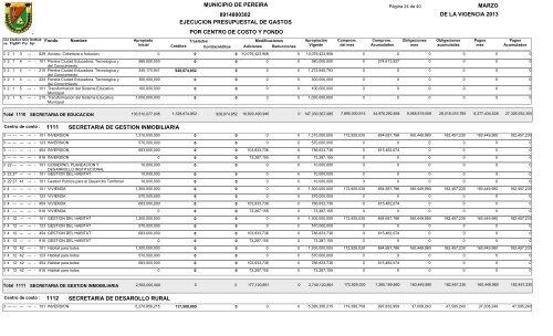EjecuciÃ³n de gastos marzo 2013 - AlcaldÃ­a de Pereira