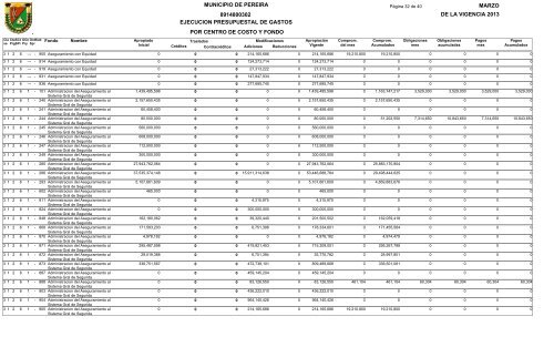 EjecuciÃ³n de gastos marzo 2013 - AlcaldÃ­a de Pereira