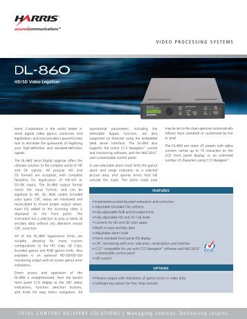 Harris DL-860 datasheet - Creative Video