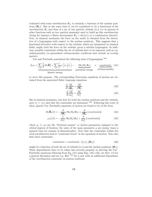 Ab initio molecular dynamics: Theory and Implementation