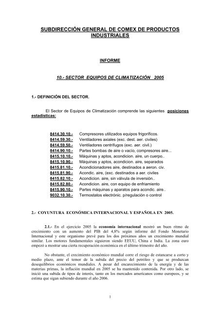 Sector Equipos ClimatizaciÃ³n 2005 - Comercio.es