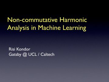 Non-commutative harmonic analysis in machine learning: the skew ...