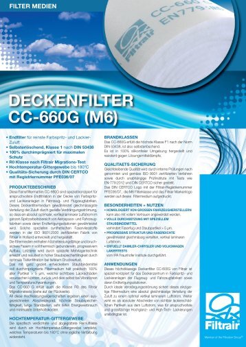 Produktinformation - CC660 G (M6) - Filtrair BV