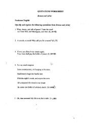 QUOTATIONS WORKSHEET Romeo and Juliet