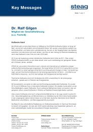 Key Messages Dr. Ralf Gilgen - STEAG