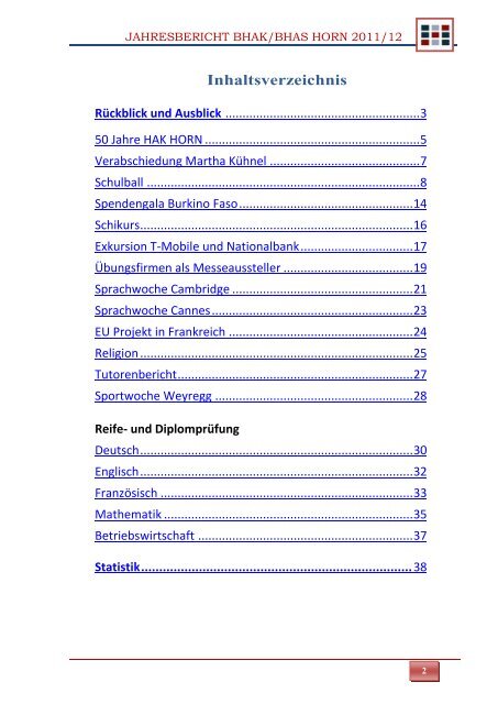 Jahresbericht 2011/12 - BHAK/BHAS Horn