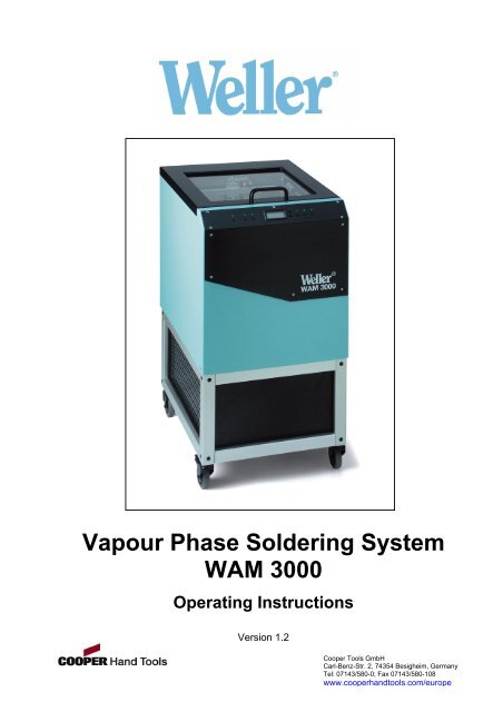 Vapour Phase Soldering System WAM 3000 Operating Instructions