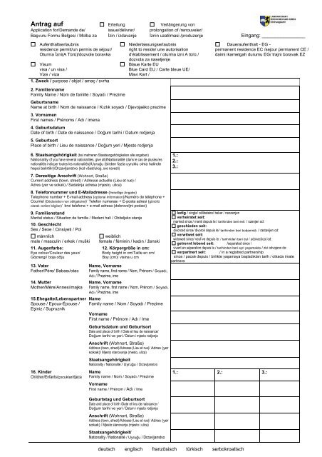 Antrag Auf Erteilung/verlängerung Der Aufenthaltserlaubnis Antrag auf Erteilung / VerlÃ¤ngerung eines Aufenthaltstitels