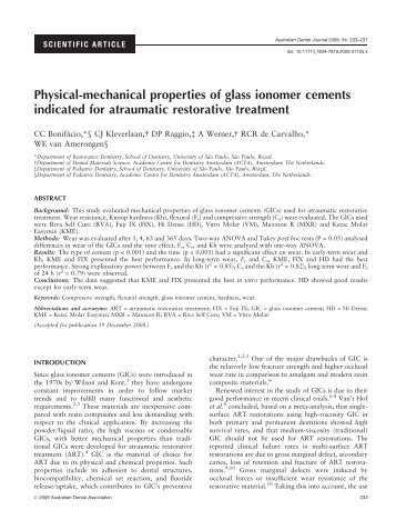 Physical-mechanical properties of glass ionomer cements indicated ...