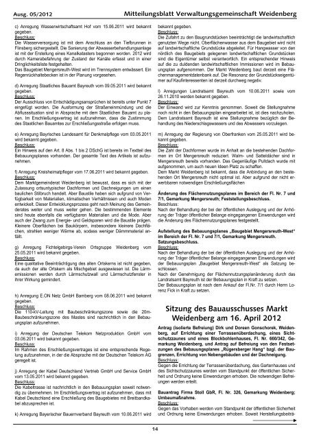 Ausgabe 05/2012 - Verwaltungsgemeinschaft Weidenberg